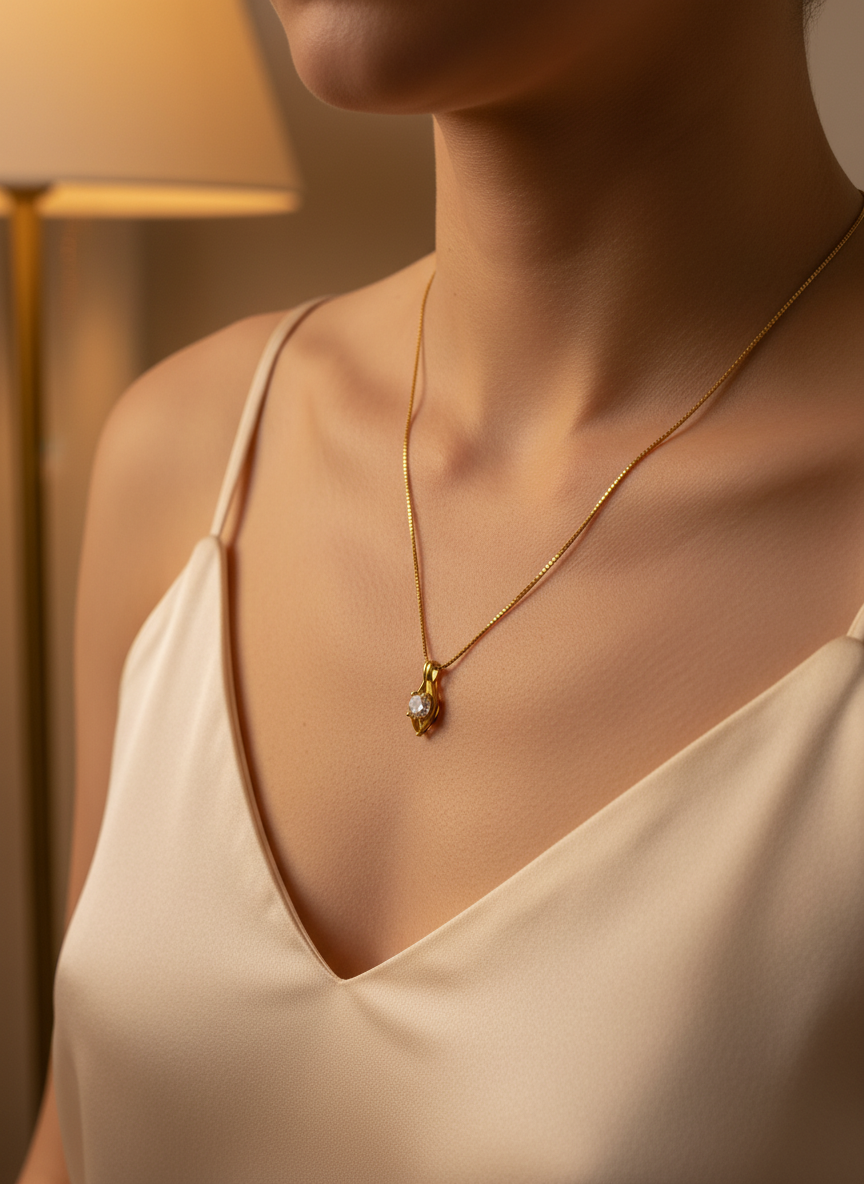Solitaire Stone Pendant Necklace - Image 2