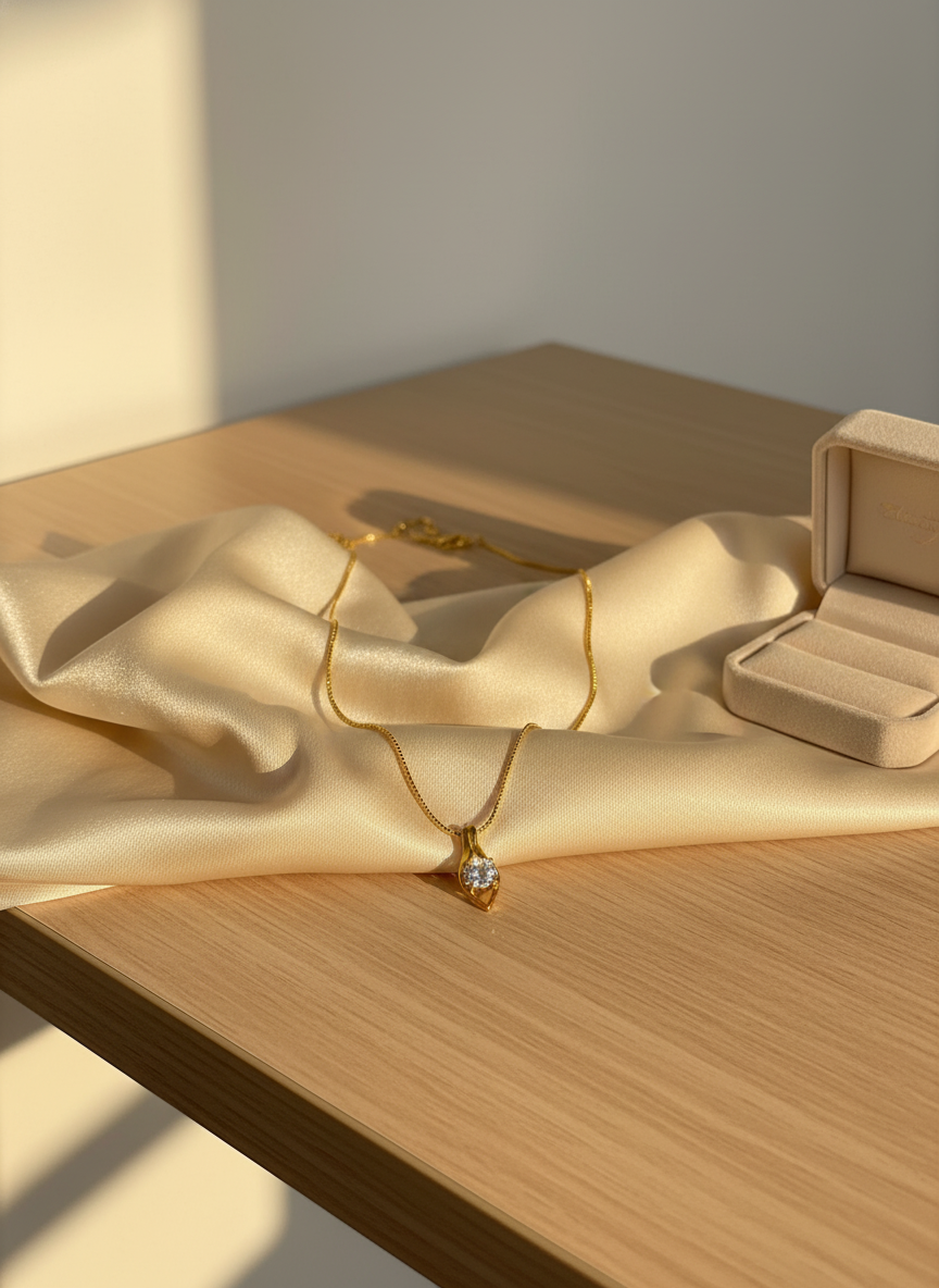 Solitaire Stone Pendant Necklace - Image 4