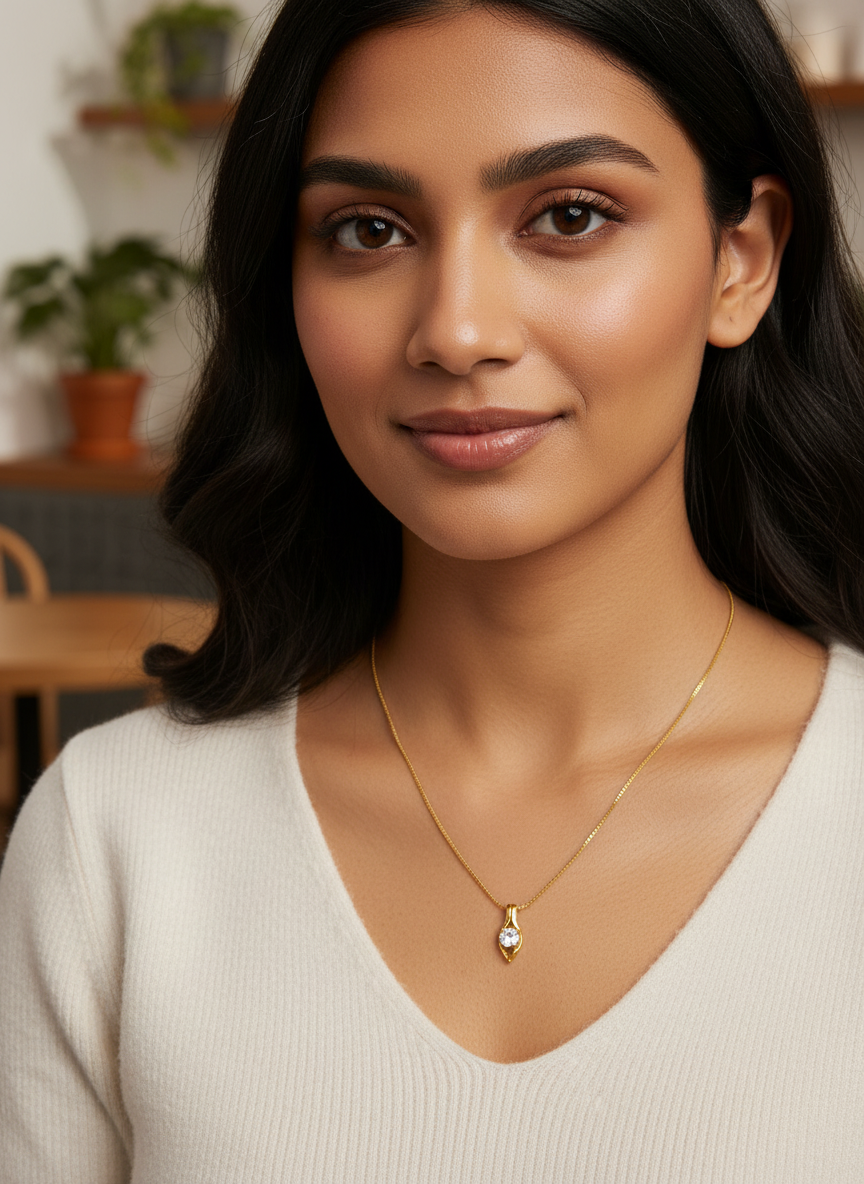Solitaire Stone Pendant Necklace - Image 5