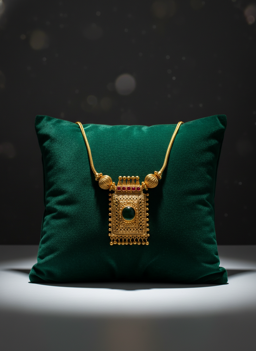 Gold Tone Square Palakka Necklace - Image 4