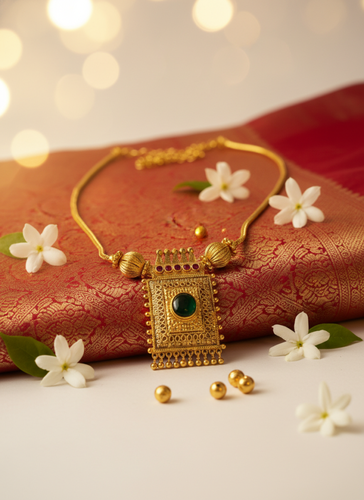Gold Tone Square Palakka Necklace