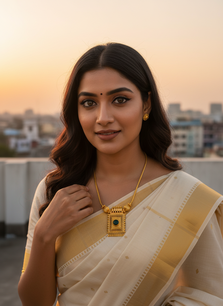 Gold Tone Square Palakka Necklace - Image 2