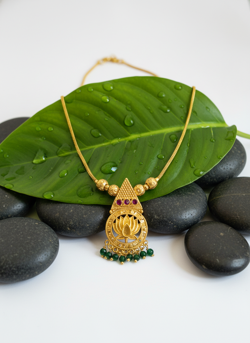 Elegant Lotus Pendant Necklace - Image 3