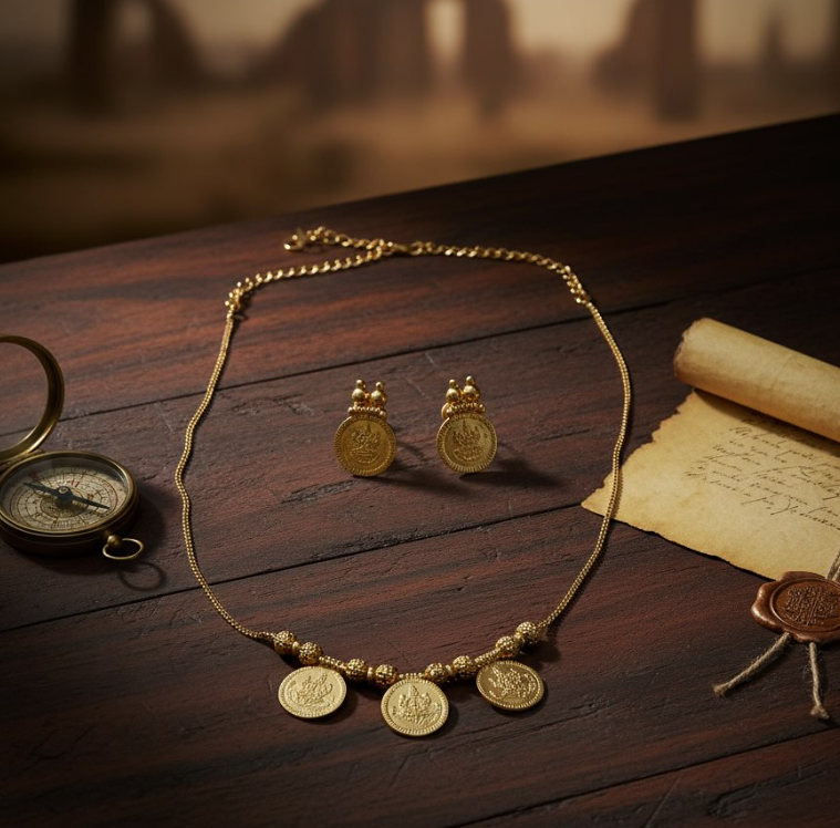 Lakshmi 3 Coin Necklace Set