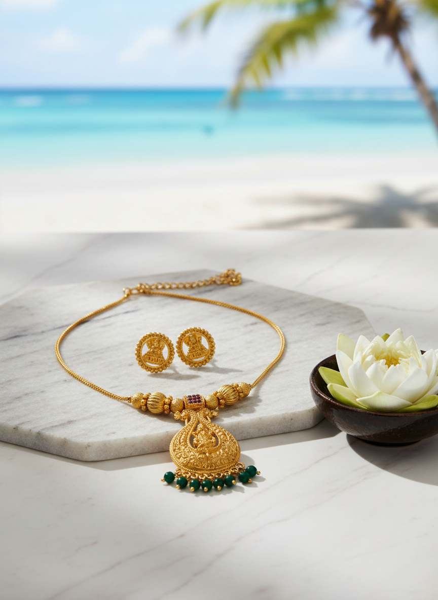 Lakshmi Antique Pendant Set - Image 3