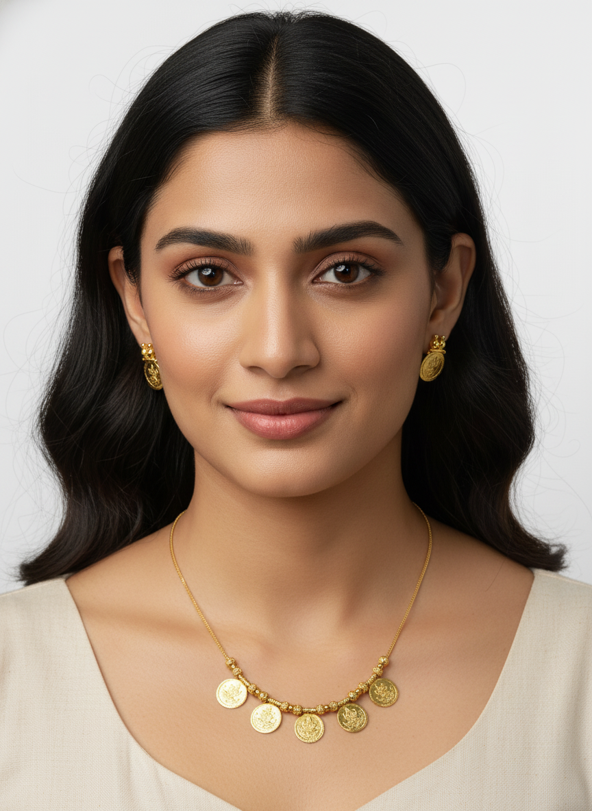 Lakshmi 5 Coin Necklace Set - Image 2
