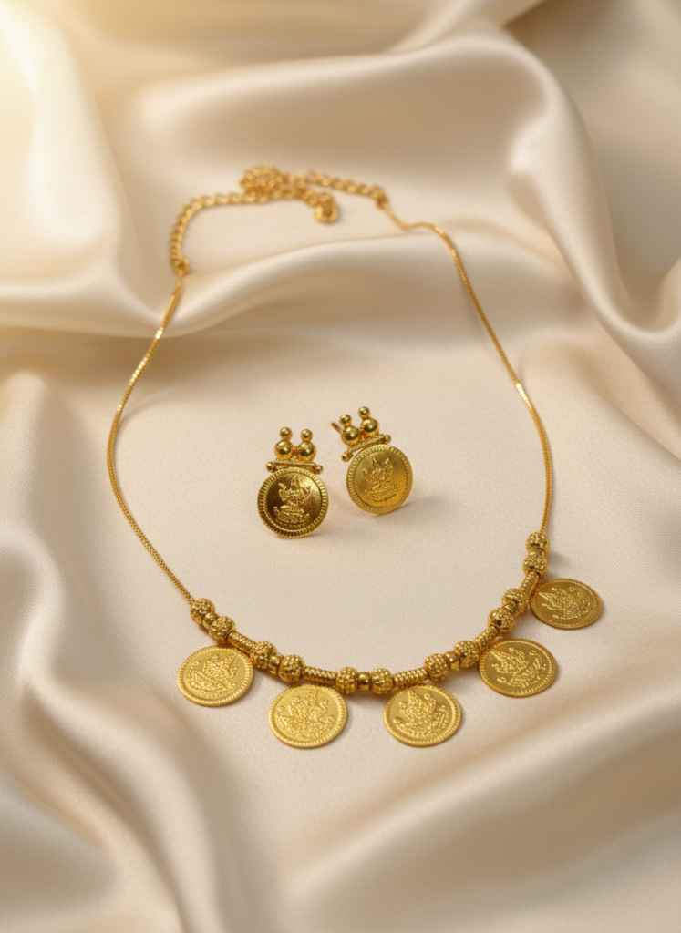 Lakshmi 5 Coin Necklace Set