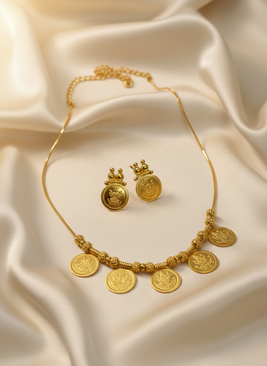 Lakshmi 5 Coin Necklace Set