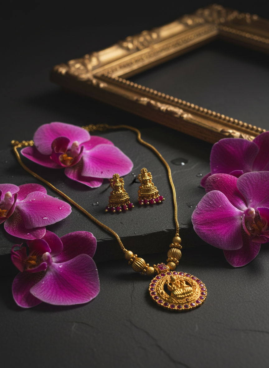 Traditional Lakshmi Necklace Set - Image 3