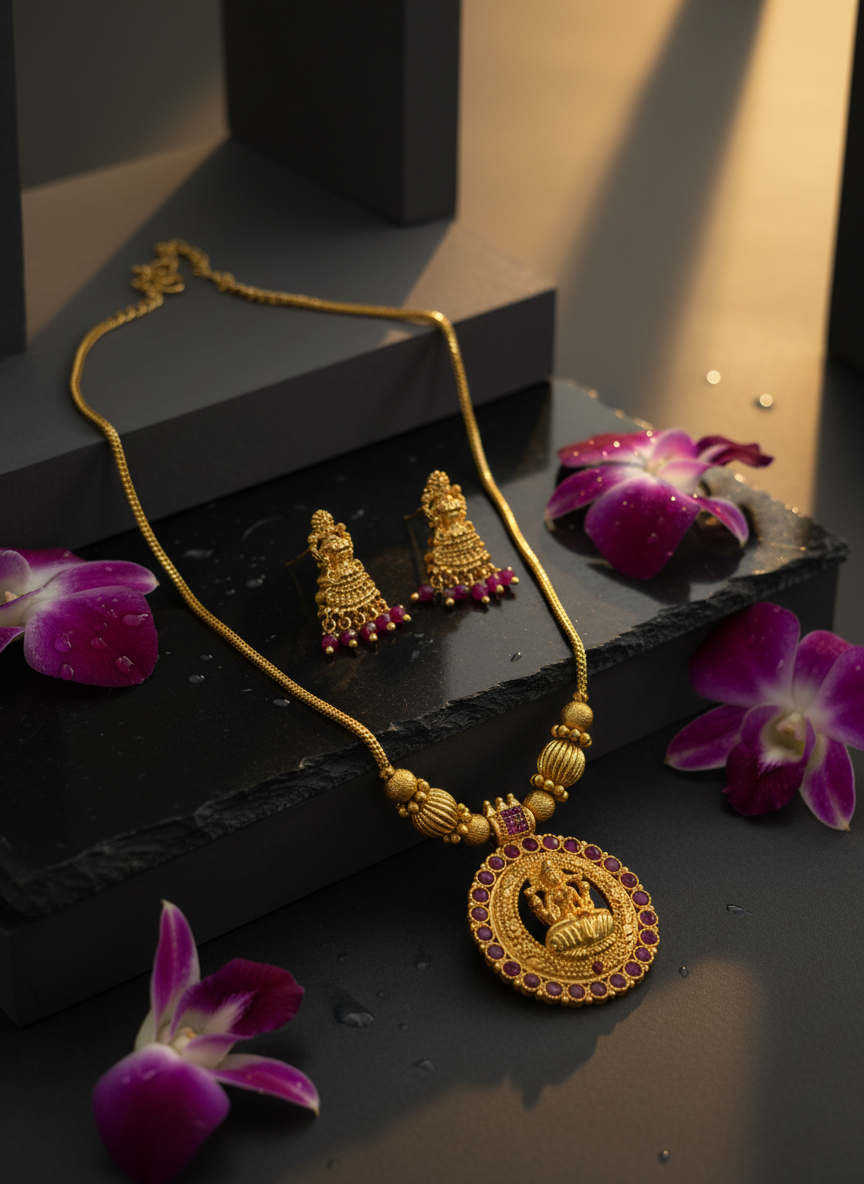 Traditional Lakshmi Necklace Set - Image 2