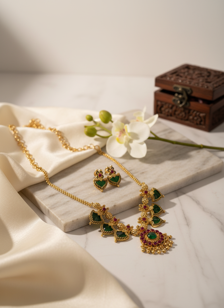 Exquisite Palakka Necklace Set